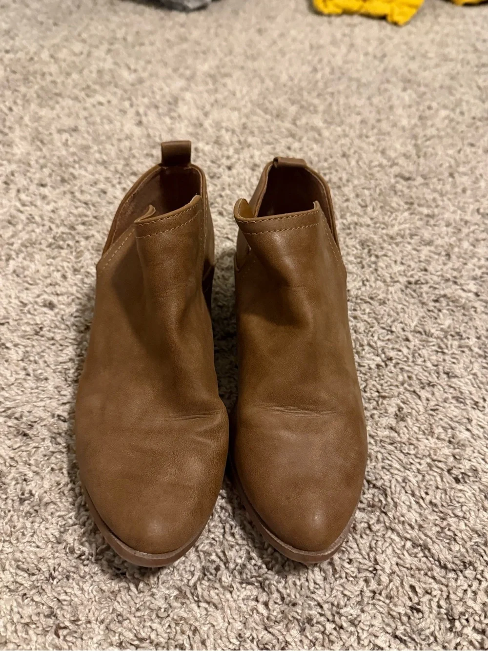 Qupid Brown Slip-On Ankle Booties